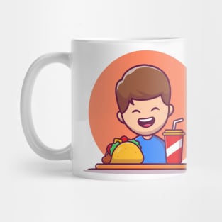 Cute Boy Eat Taco And Drink Mug